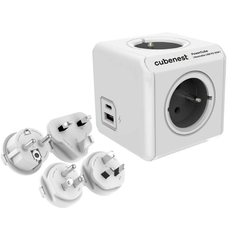 CubeNest PowerCube ReWirable USB PD 20W, A+C šedá