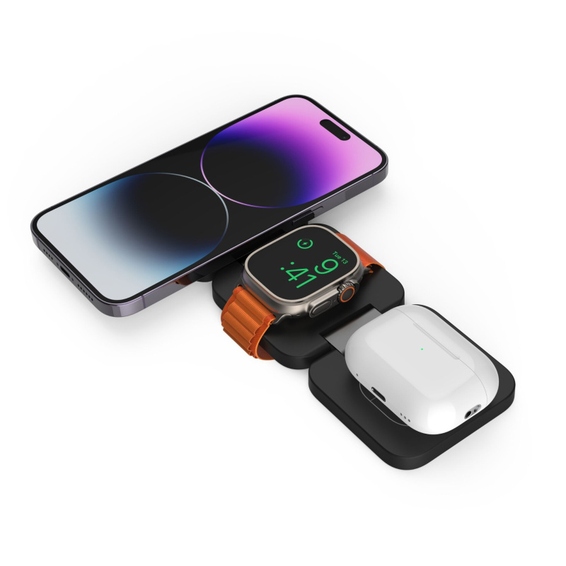 CubeNest E310 Fold 3v1 magnetická bezdrátová nabíječka šedá