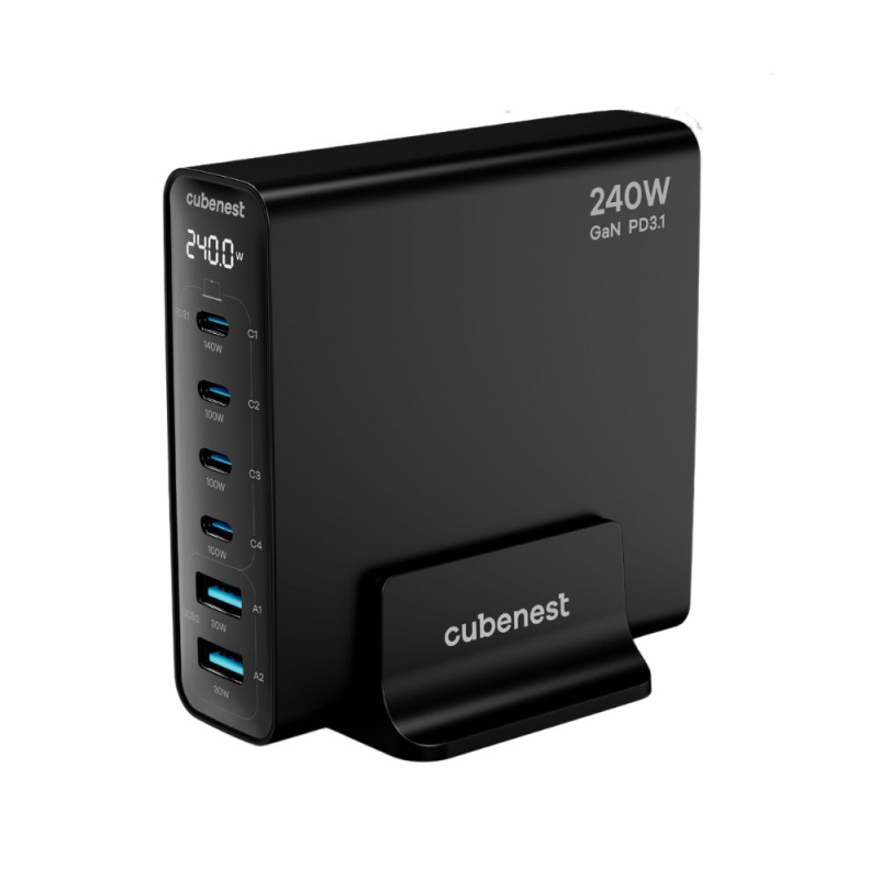 CubeNest S6D0 GaN nabíjecí stanice s Power Delivery 3.1. (240W) černá