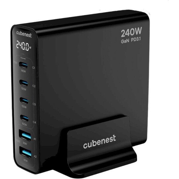 CubeNest S6D0 GaN nabíjecí stanice s Power Delivery 3.1. (240W) černá