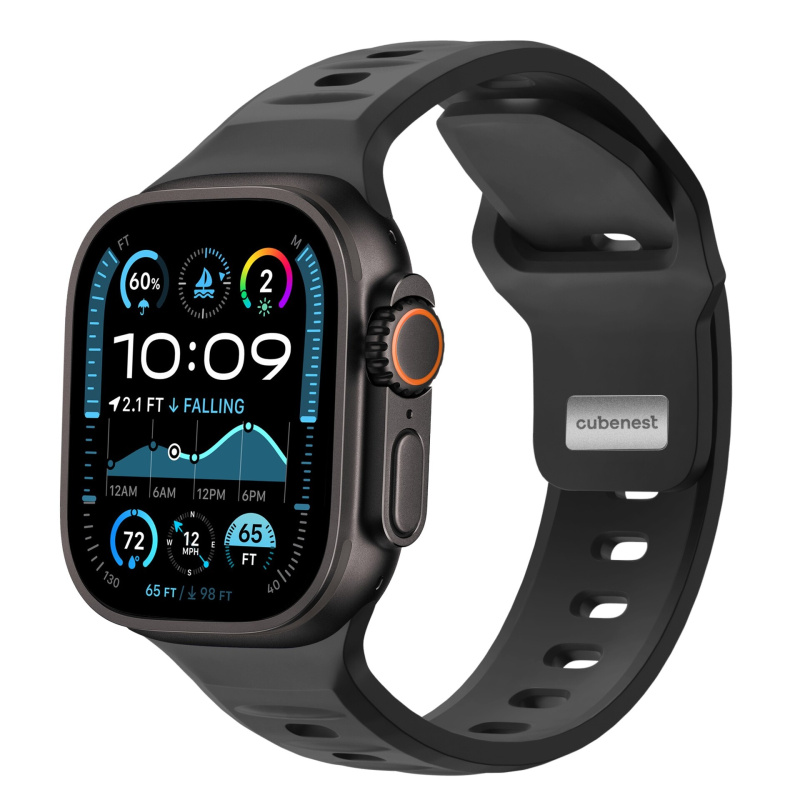CubeNest Premium Silicon Band řemínek Apple Watch 42-49 mm černý
