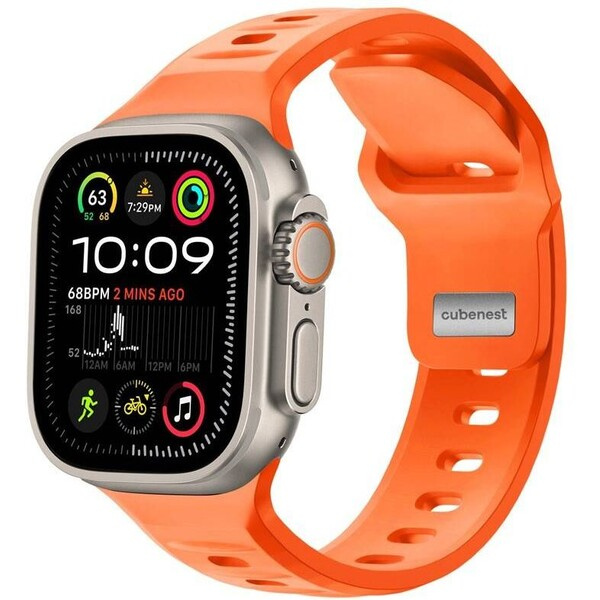 CubeNest Premium Silicon Band řemínek Apple Watch 42-49 mm oranžový