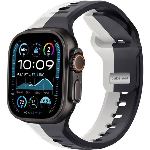 CubeNest Premium Silicon Band řemínek Apple Watch 42-49 mm černý/šedý