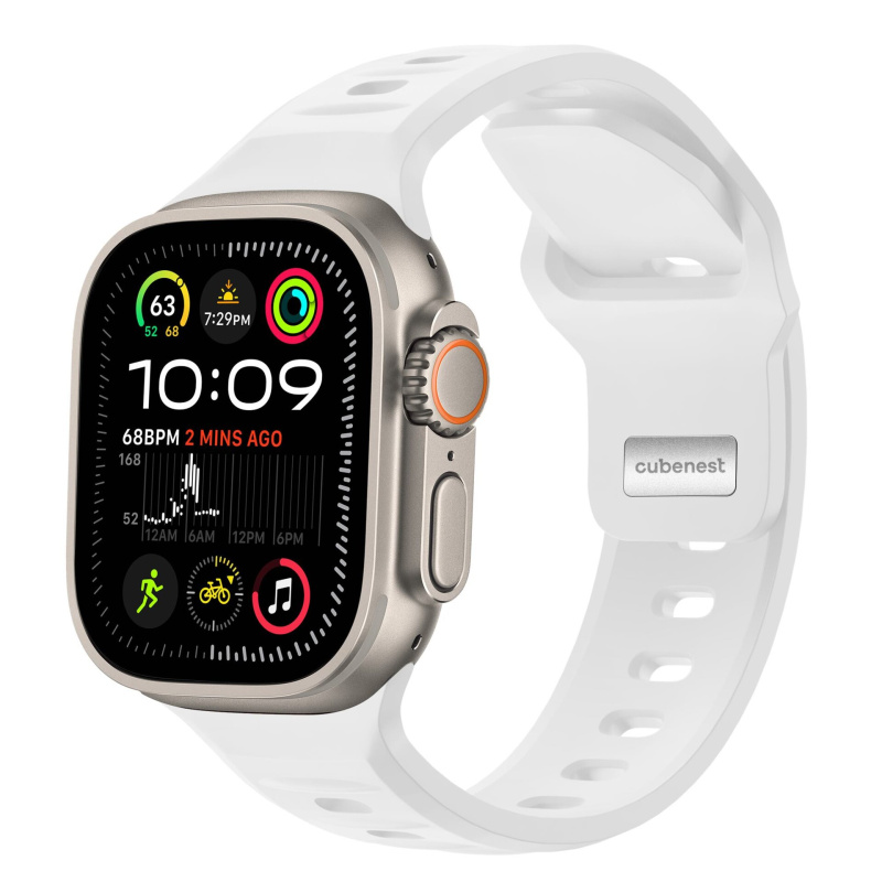 CubeNest Premium Silicon Band řemínek Apple Watch 42-49 mm bílý