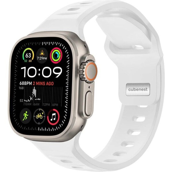 CubeNest Premium Silicon Band řemínek Apple Watch 42-49 mm bílý