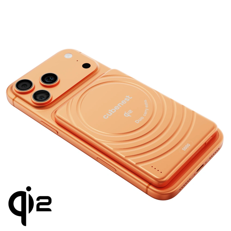 CubeNest SQ1B3D SlimDual Qi2/MagSafe powerbanka (5000 mAh) oranžová