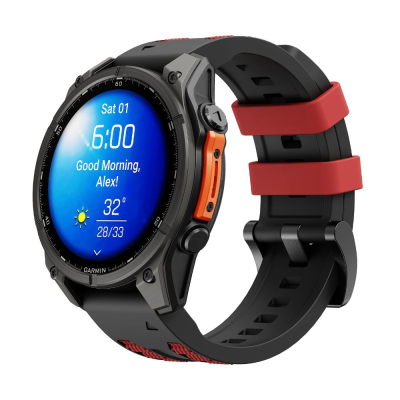 Cubenest Prémiový sportovní řemínek na Garmin Watch QuickFit 22 mm černo-červený