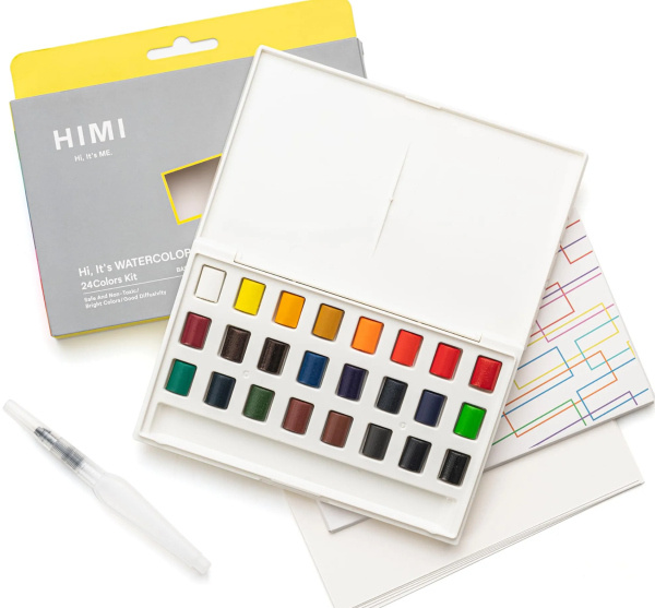 HIMI akvarelové barvy kit - 24 Colours in Pans Himi