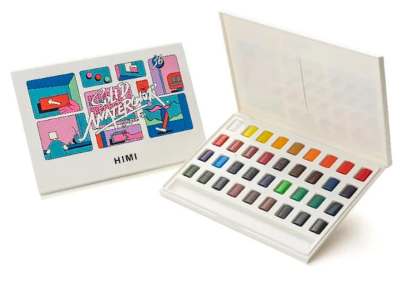 HIMI akvarelové barvy kit - 36 Colours in Pans Himi