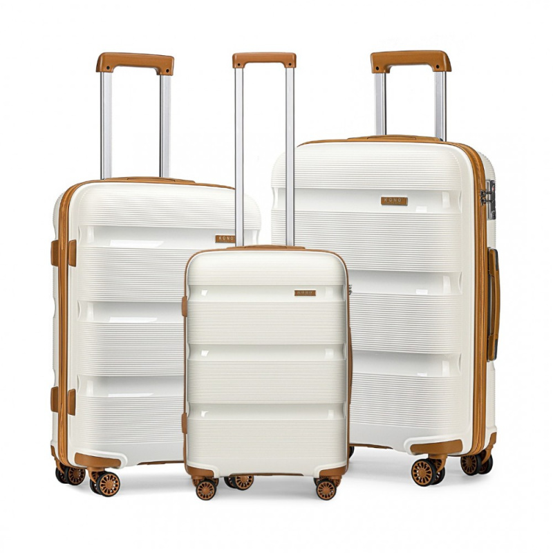 Kono Classic 2 Sada 3 kufrů 55cm 65cm 76cm spinner Béžový Polypropylen 100L