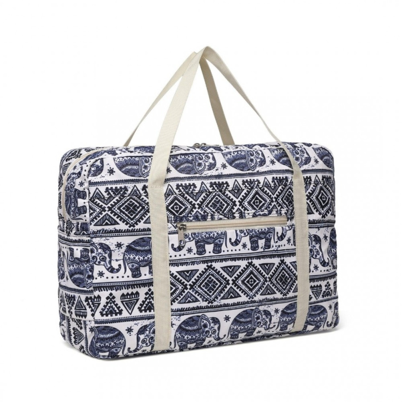 Kono EQ2308 Cestovní taška skládací Modrá/béžová 45cm Voděodolná