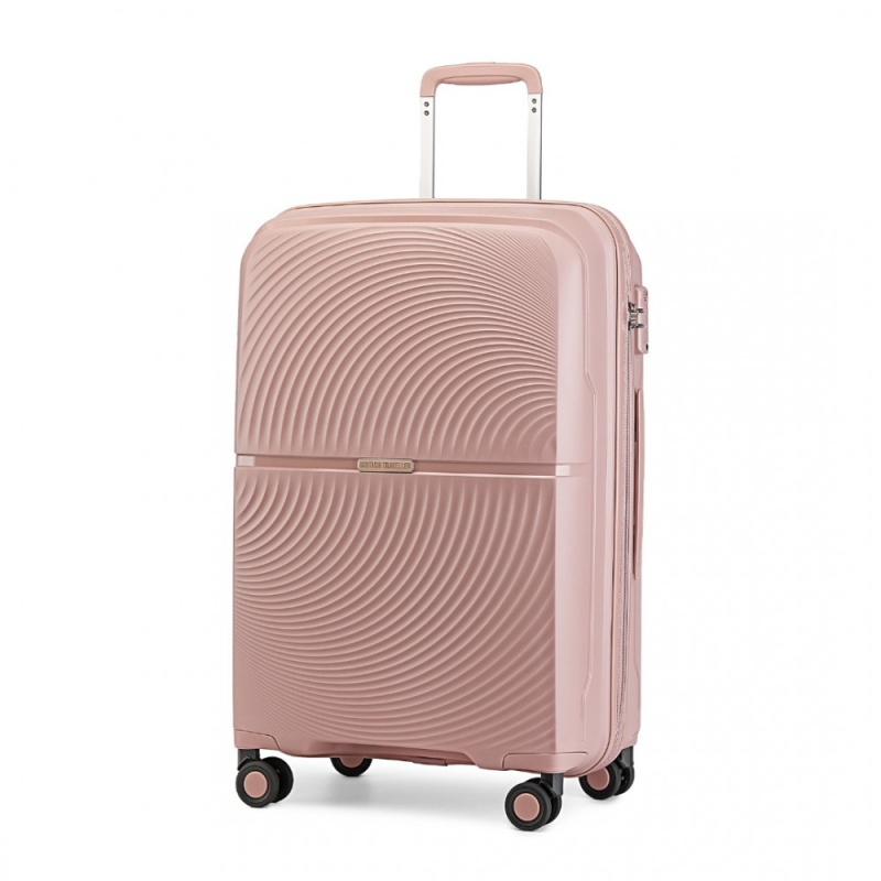 British Traveller K2393L Kufr spinner 67cm Růžový Polypropylen