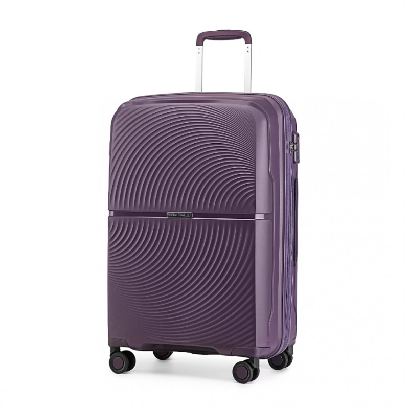 British Traveller K2393L Kufr spinner 67cm Fialový Polypropylen
