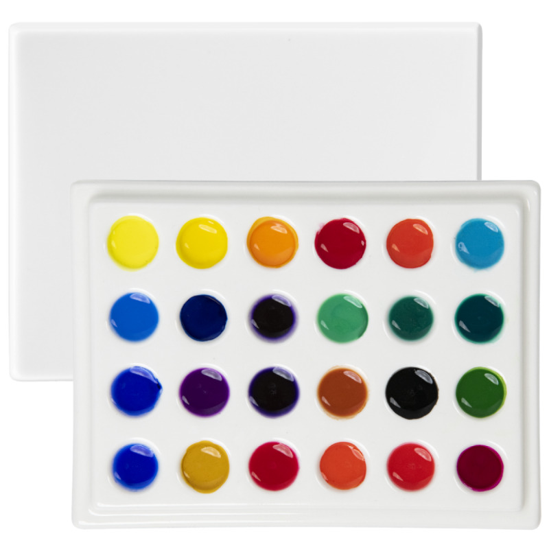 Porcelánová paleta obdélníková 24 důlků 11x15cm s víčkem