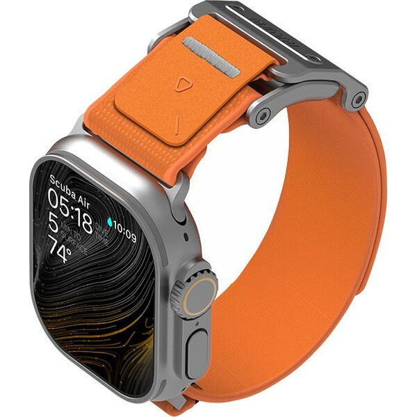 Aulumu A11 Mag Buckle Slim řemínek Apple Watch 49/46/45/44/42mm Silver Buckle/Orange Strap
