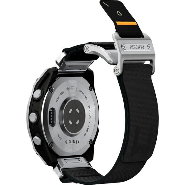 Aulumu C11 Mag-Buckle Slim řemínek Garmin Watch (QuickFit 26mm) Silver Buckle/Black Strap