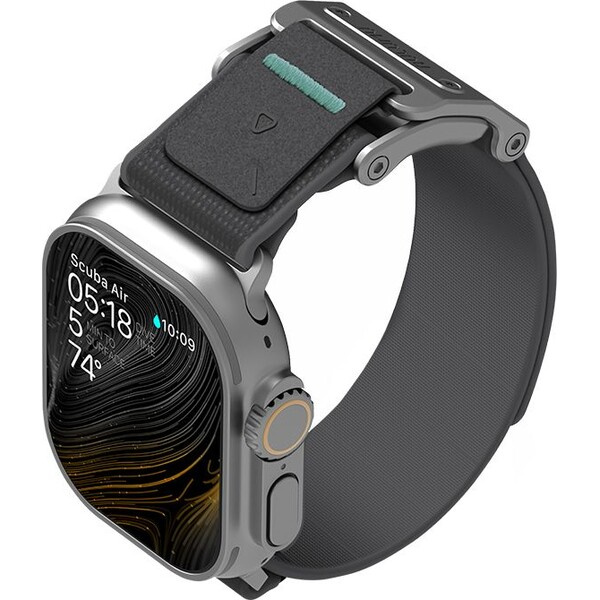 Aulumu A11 Mag Buckle Slim řemínek Apple Watch 49/46/45/44/42mm Silver Buckle/Carbon Green Strap