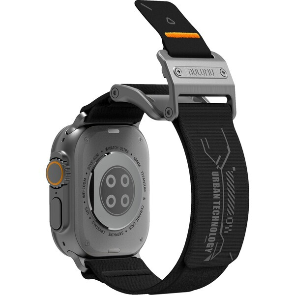 Aulumu A11 Mag Buckle Slim řemínek Apple Watch 49/46/45/44/42mm Silver Buckle/Black Strap