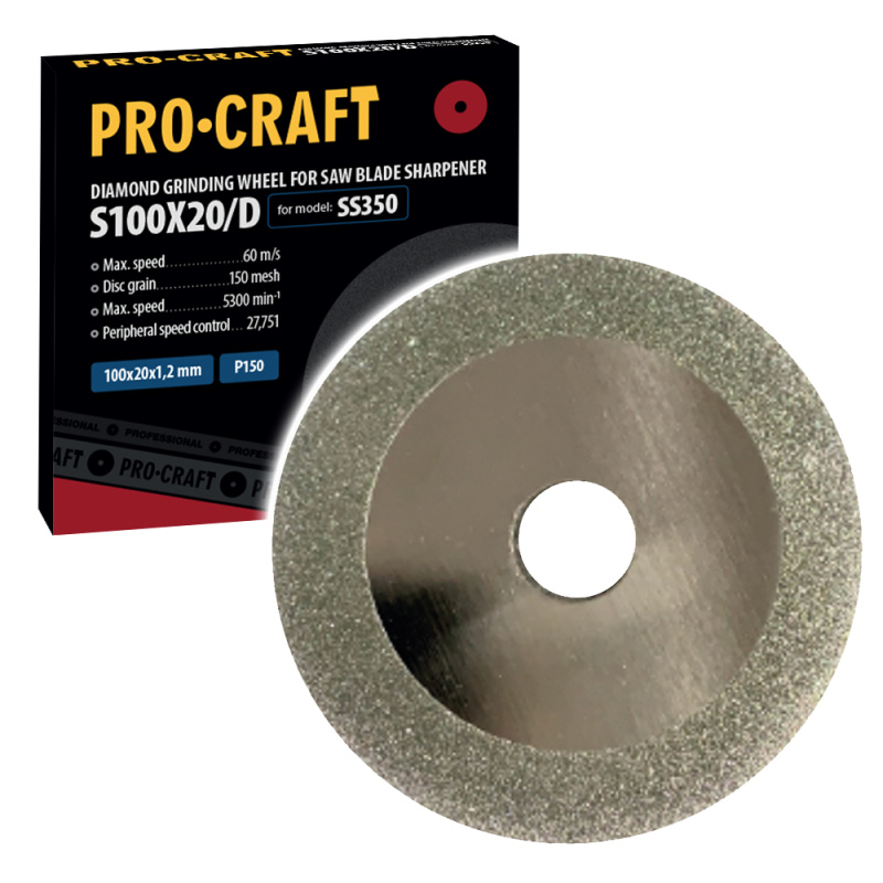 Procraft S100X20/D / SS350 - brusný kotouč pro ostřičky pilových kotoučů