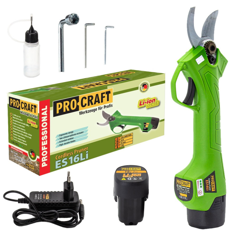 Procraft ES16Li1B - akumulátorové nůžky na větve (s 2,0 Ah akumulátorem a nabíječkou)