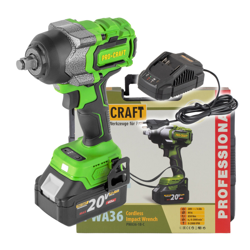 Aku rázový utahovák Procraft PWA36 1B | PWA36-1B-C