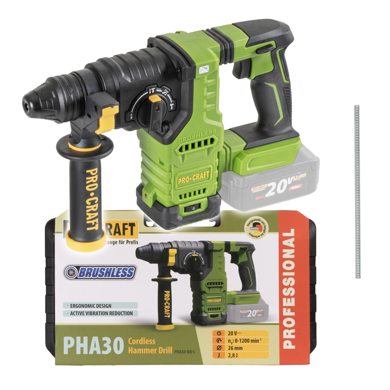 Procraft PHA30bb 20V - akumulátorové vrtací kladivo (bez akumulátoru a nabíječky)