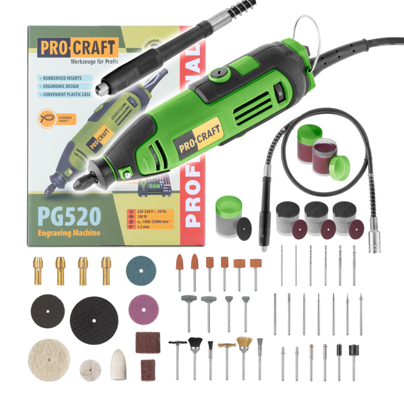 Procraft PG520 - přímá bruska s ohebným nástavcem