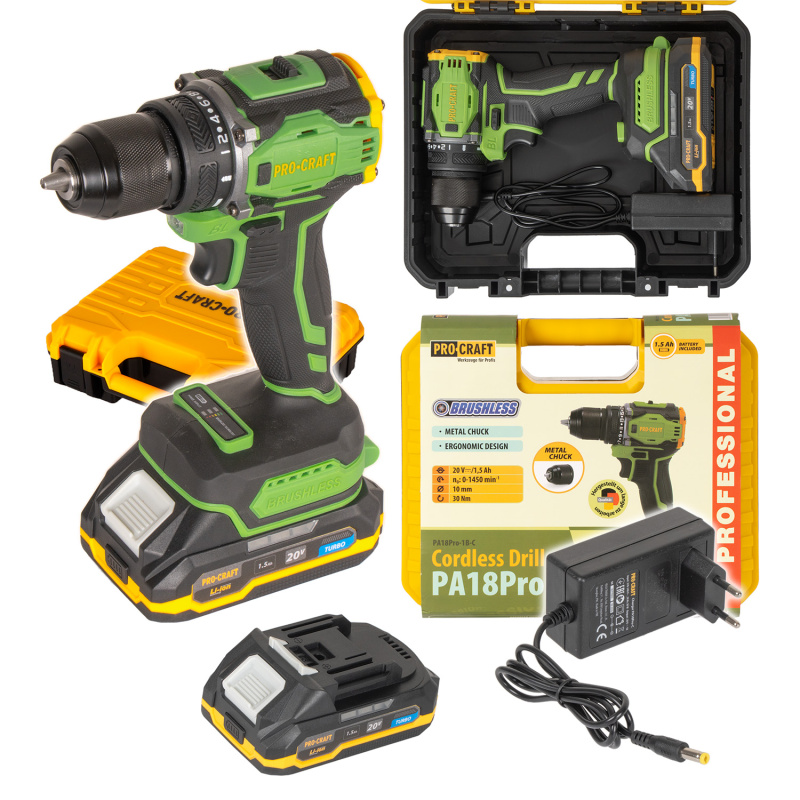 Procraft PA18Pro 20V - akumulátorový šroubovák (s 2,0 Ah akumulátorem a nabíječkou)