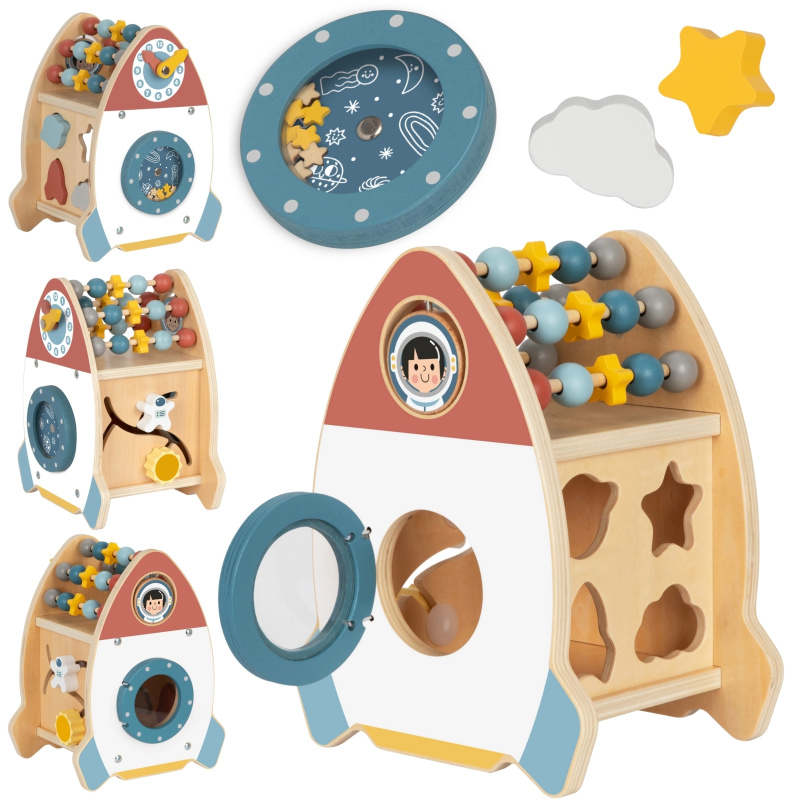 Dřevěná aktivní raketa s labyrintem Tooky Toy
