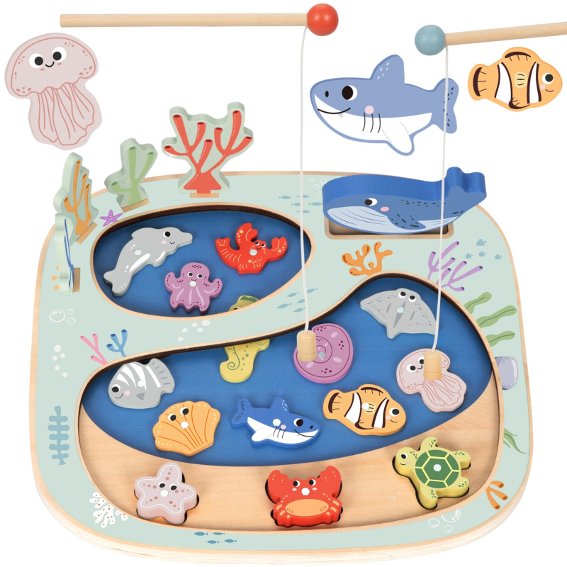 Tooky Toy chytání rybičiek hra zručnosti puzzle Montessori
