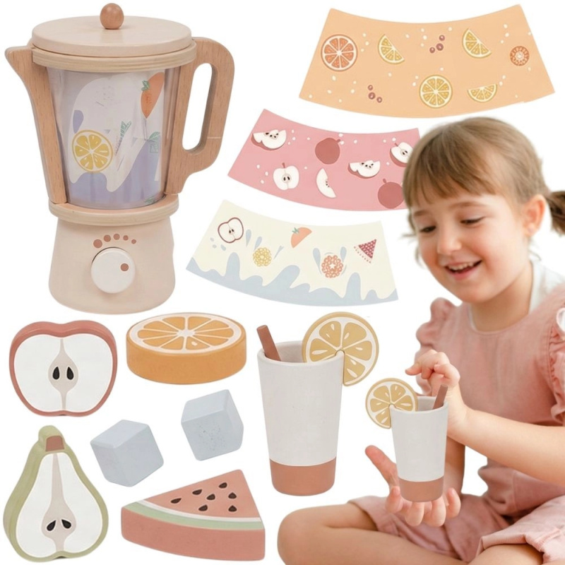 Tooky Toy dřevěný dětský mixér s příslušenstvím (18 dílů)