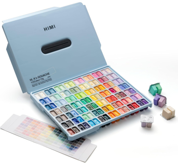 HIMI kvašové barvy - Twin Cup Gouache Set - 112 Colours - Blue Edition Himi