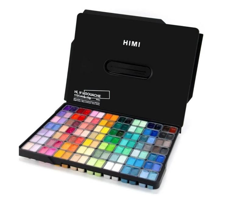 HIMI kvašové barvy - Twin Cup Gouache Set - 112 Colours - Black Edition Himi