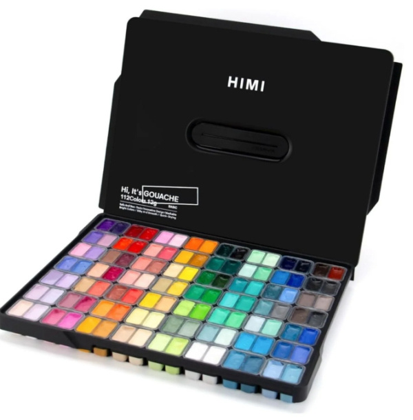 HIMI kvašové barvy - Twin Cup Gouache Set - 112 Colours - Black Edition Himi