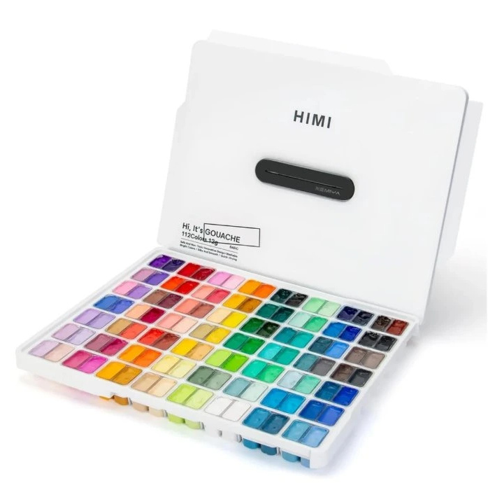 HIMI kvašové barvy - Twin Cup Gouache Set - 112 Colours - white Edition Himi