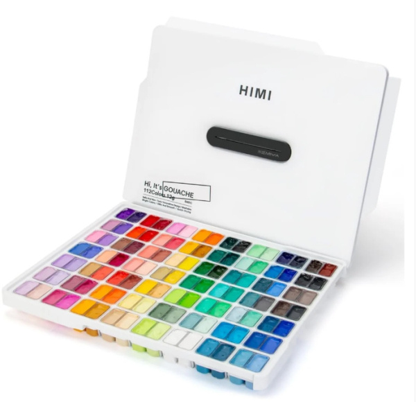 HIMI kvašové barvy - Twin Cup Gouache Set - 112 Colours - white Edition Himi