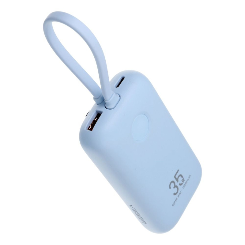 Veger Powerbank 10000 mAh s vestavěnými kabely Typ C / Lightning PD QC3.0 35W K1 (W1188) modrá