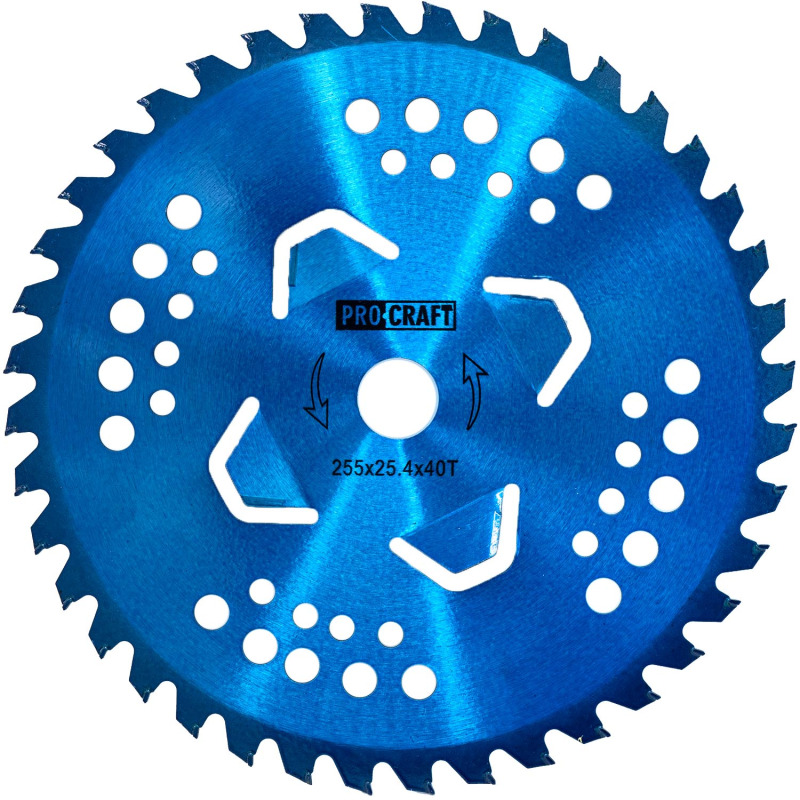 Procraft - kotouč ke křovinořezu (D255*25.4) 40T, karbid wolframu (blue)