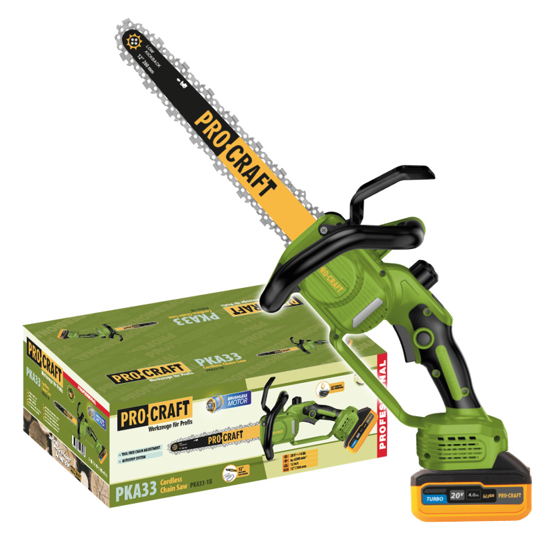 Procraft PKA33 20V SET - akumulátorová řetězová pila (s 4,0 Ah akumulátorem a nabíječkou)