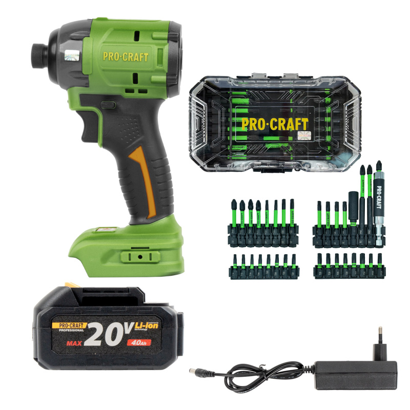 Aku rázový utahovák Procraft PS22bb + sada bitů IBS-41 + baterie a nabíječka | SPS22/IBS-41