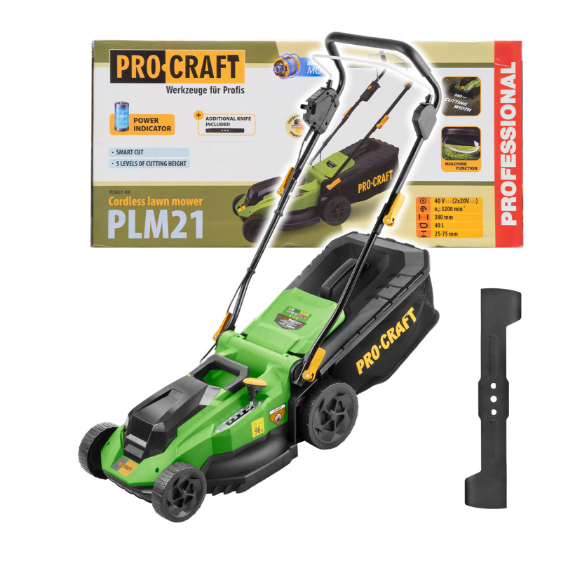 Procraft PLM21bb 2x20V - akumulátorová sekačka (bez akumulátoru a nabíječky)