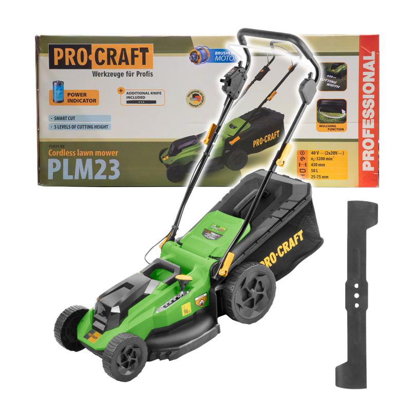 Procraft PLM23bb 2x20V - akumulátorová sekačka (bez akumulátoru a nabíječky)