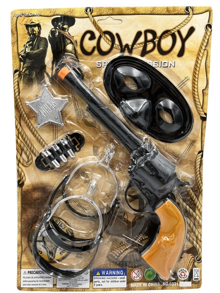 Kovbojský set pro děti – revolver, pouzdro a odznak šerifa