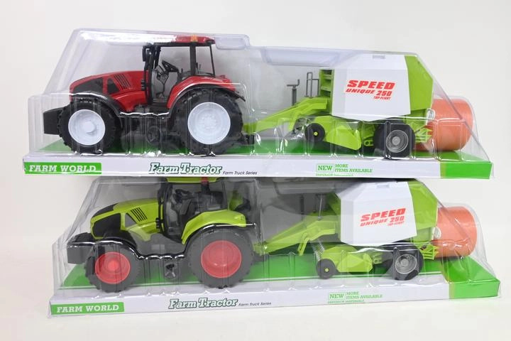 Velký traktor s lisem na balíky