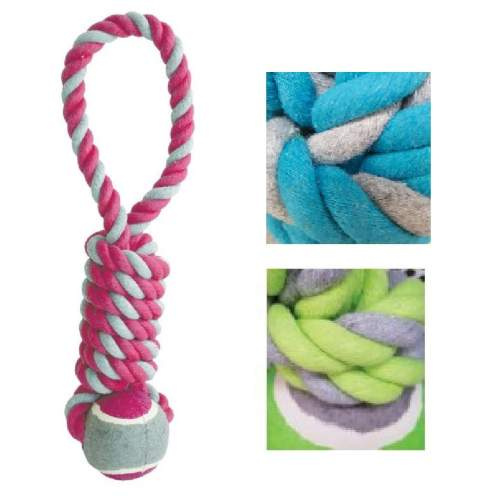 Přetahovadlo - velký uzel s tenisovým míčem 40 cm