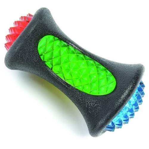 Blikající LED TPR činka, gumová hračka pro psy 12x8cm