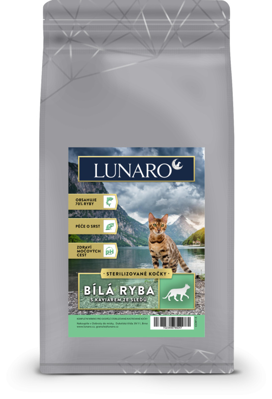 Lunaro Cat Snowish Adult Steril 300g - bílá ryba s bramborem