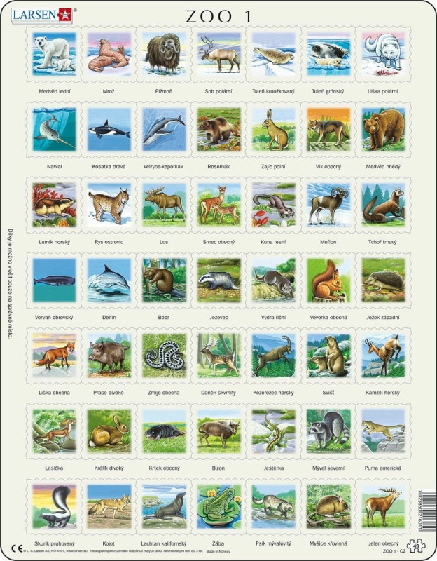 Puzzle larsen zvířata severní polokoule