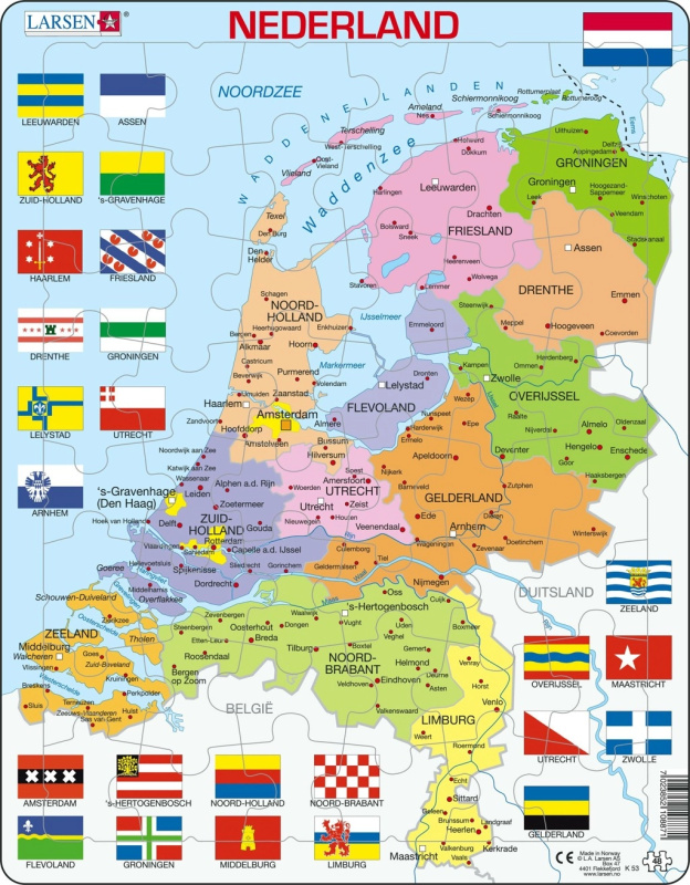 Larsen Výukové Politická mapa Nizozemska 48 dílků