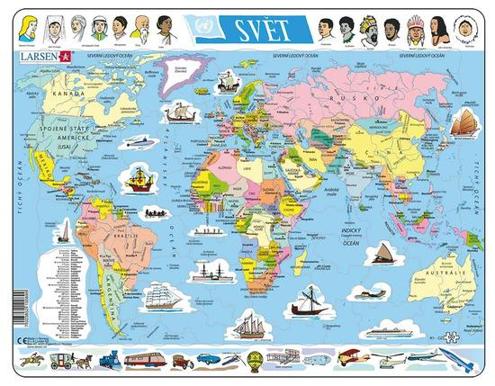 Larsen Vzdělávací puzzle Svět Politická mapa 107 dílků